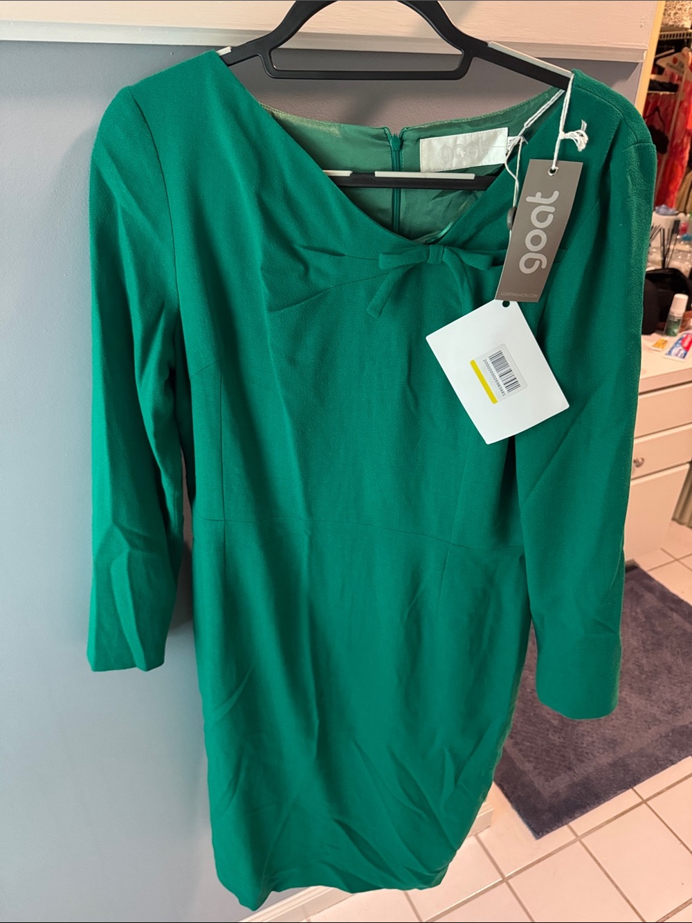 GOAT Emerald Green Long Sleeve Bow-Detail Dress
